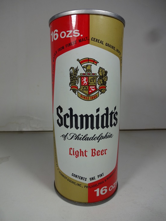 Schmidt's Light Beer - 16oz - SS - enamel w 'Reminder' - T/O